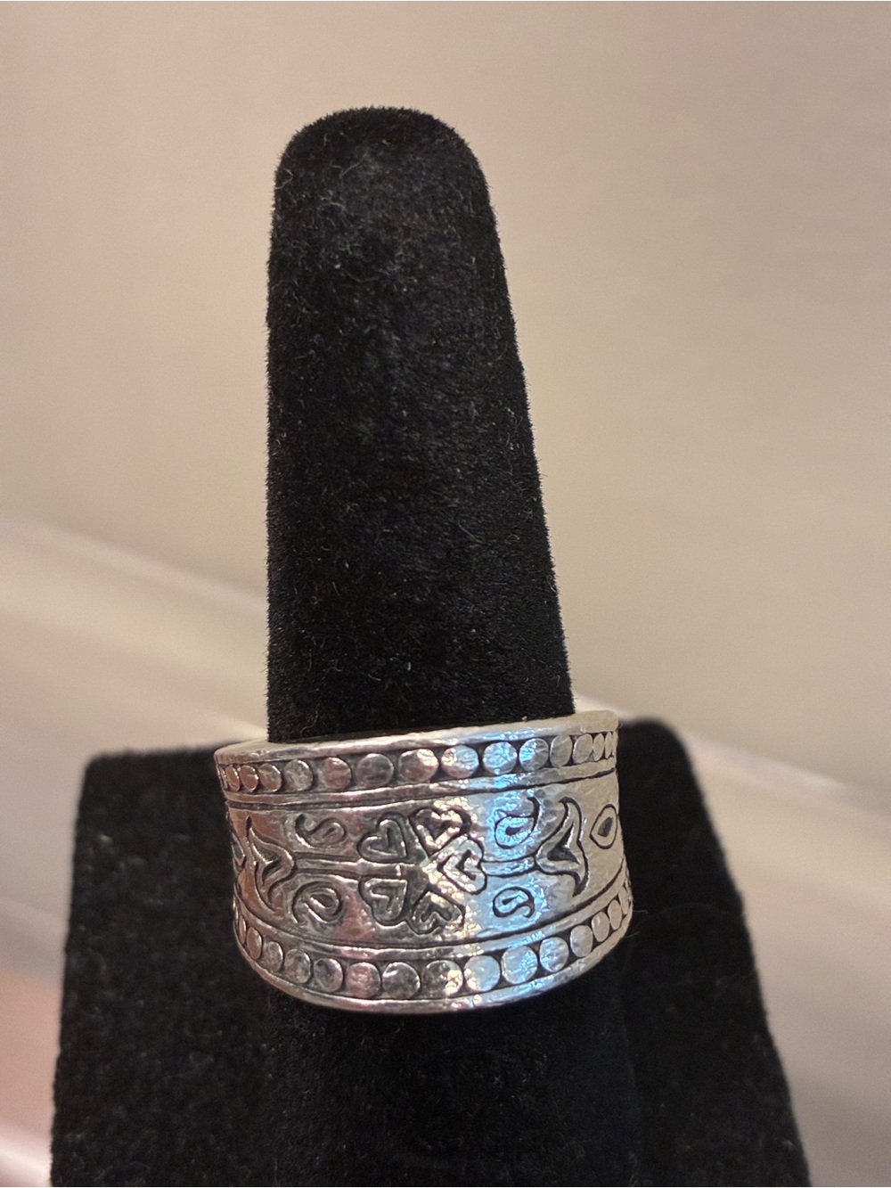Brighton Sterling Silver .925 Wide Band Ring with Engraved Floral Motif